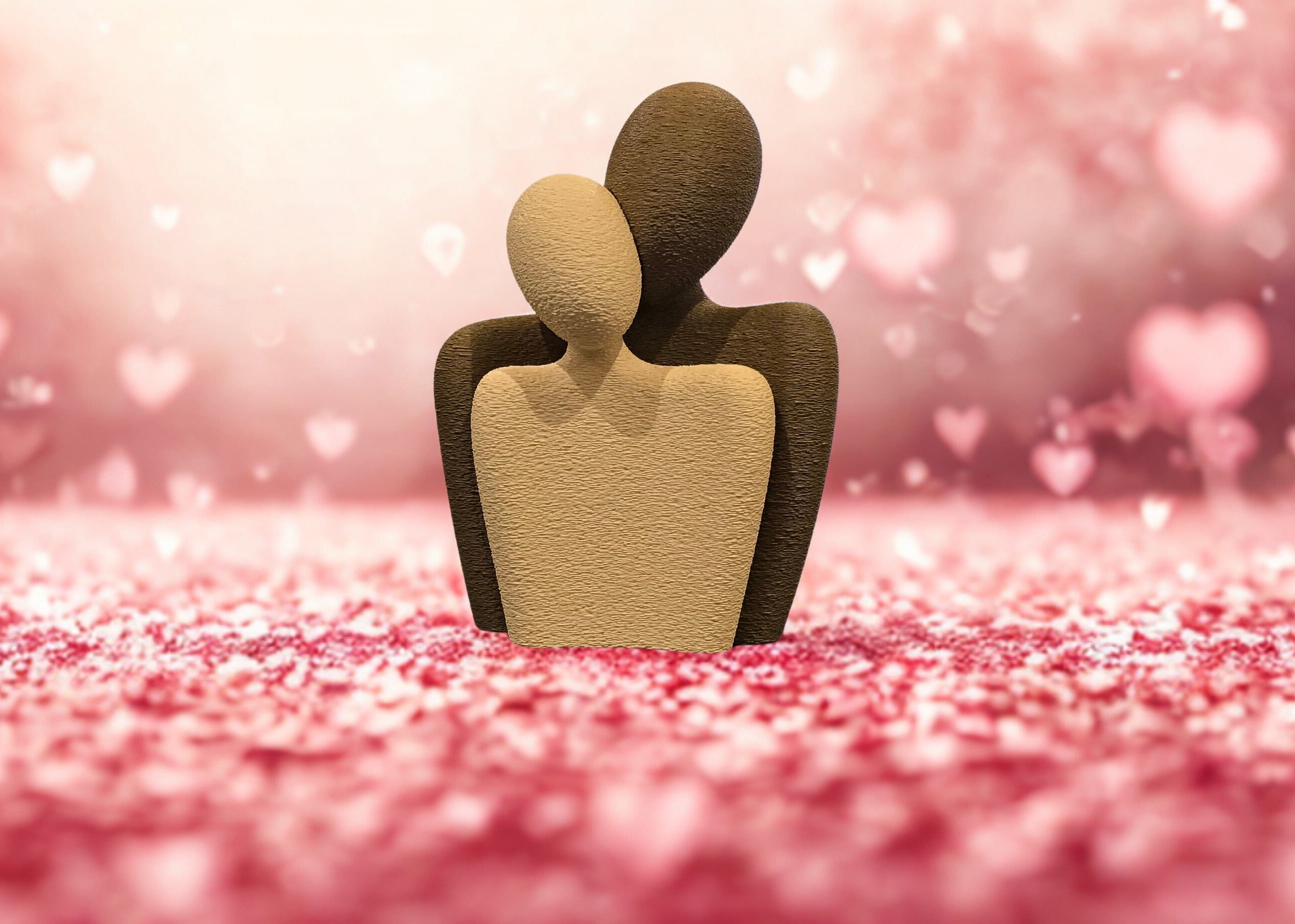 2-delig abstract borstbeeld van koppel