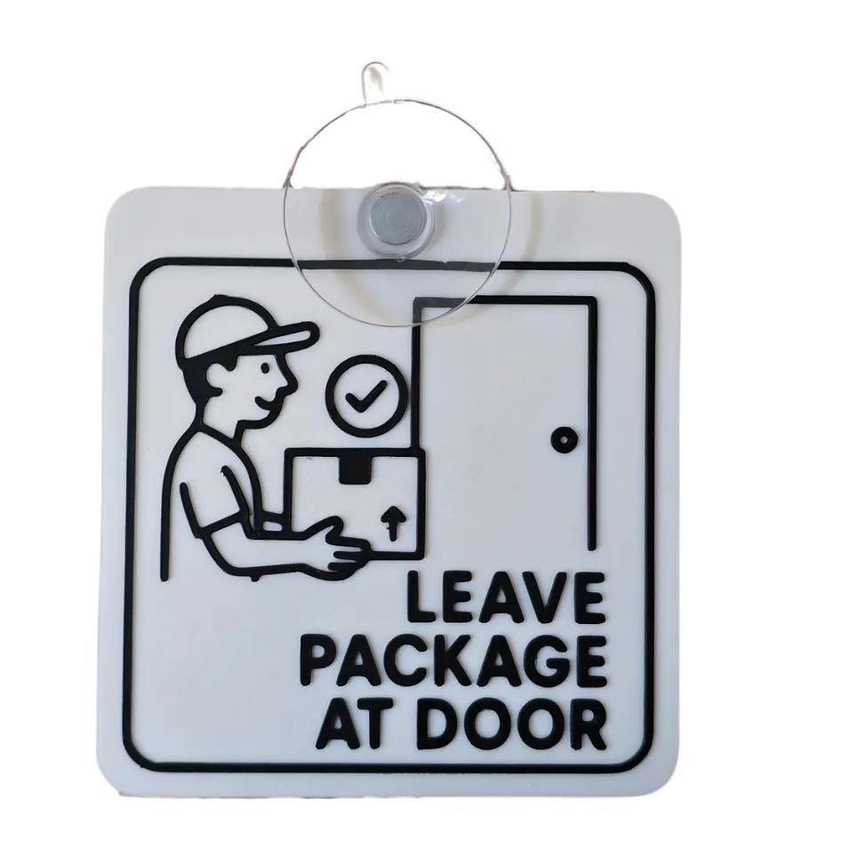 Plaatje tekst 'Leave Package at door' (met zuignap)